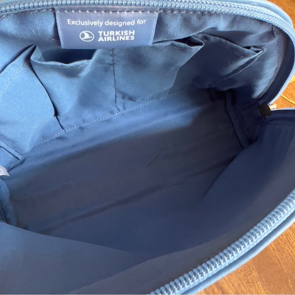 Salvatore Ferragamo Blue Faux Leather Turkish Airline Zip Closure Makeup Pouch - Picture 5 of 9